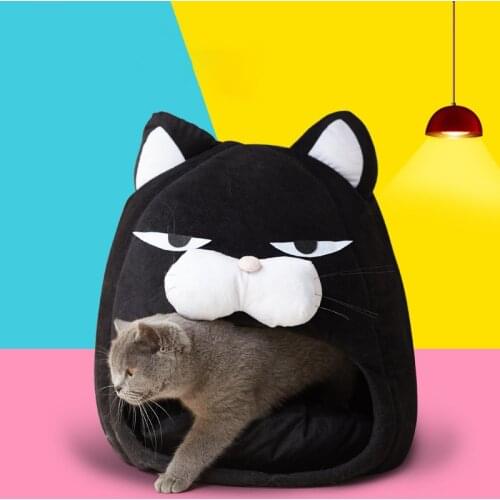 Foldable Cat Bed Warm Cat House Nest Cartoon Soft Pet Sleeping Kennel Cats Cave Basket Kitten Lounger Cushion Tent Pet Supplies