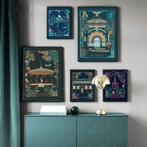 Modern Multicolored Abstract The Garden Of PLants Wall Art Canvas Painting Picture Posters and Prints Gallery Dark Unique Home