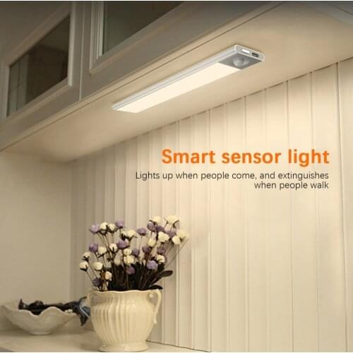 LED Motion Sensor Light Portable Night Light PIR LED Under Cabinet Light USB Rechargeable Wall Lamp Stepless Dimming Closet Lamp