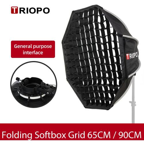 Triopo KX65 65cm Speedlite Octagon Umbrella Softbox + Honeycomb Grid Outdoor Flash Soft Box for Godox V1 Speedlite Flash