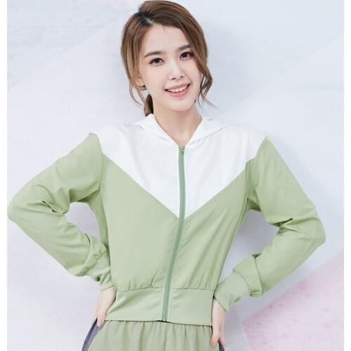 2020 Women Outdoor Sports Hoodies Zipper Running Jackets Spliced Colors Polyester Fitness Workout Thin Sportswear Vansydical