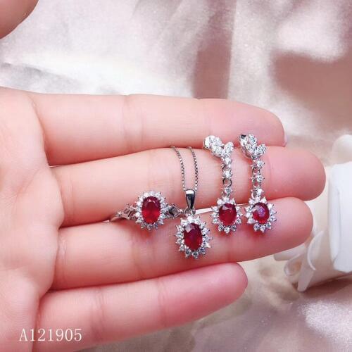 KJJEAXCMY boutique jewelry 925 sterling silver inlaid natural ruby female models luxury earrings ring pendant necklace set suppo