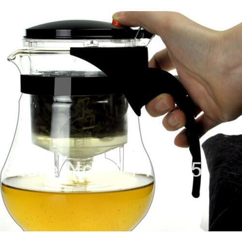 1PC high temperature heat resistant glass teapot, high-capacity 1200ml drum shape double press special sale OG 0052