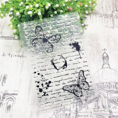 11*16CM Hot sale Butterfly text Clear Stamps / Silicone Seals Roller Stamp for DIY scrapbooking photo album/Card Making