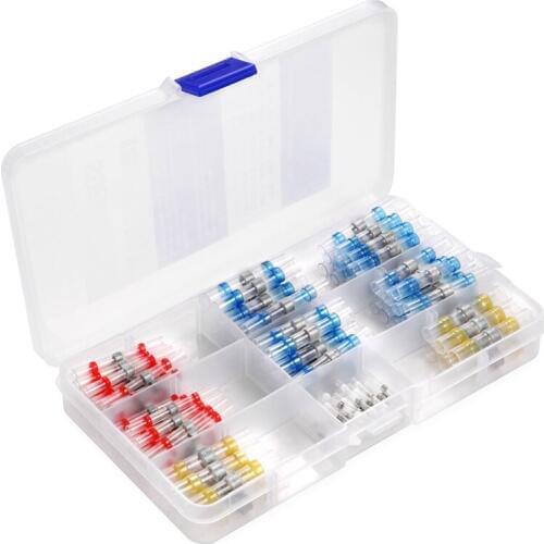 120Pcs Solder Seal Wire Connectors, Heat Shrink Butt Connector Waterproof Insulated Electrical Butt Terminals Wire Splice For Au