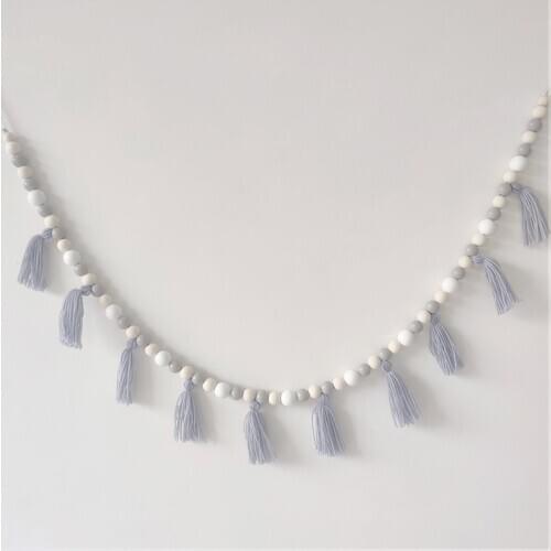 150CM Macarons Wooden Beads Tassels Wind Chimes Hanging Wall Decoration for Kids Girl Bedroom Ornaments Nursery Garland Decor