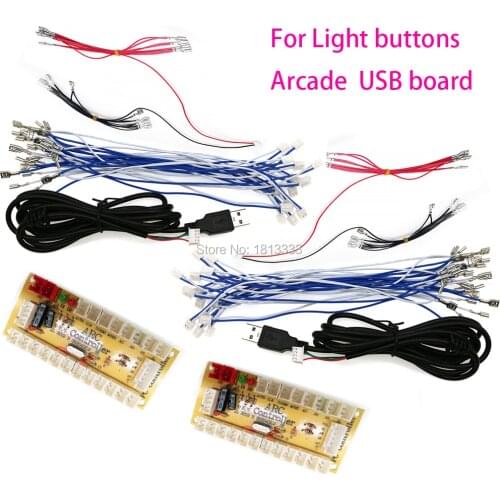 2 Set Arcade Zero Delay USB Board SANWA Joystick Controller PC Game Raspberry Pi Gaming 5v LED Illuminated button control