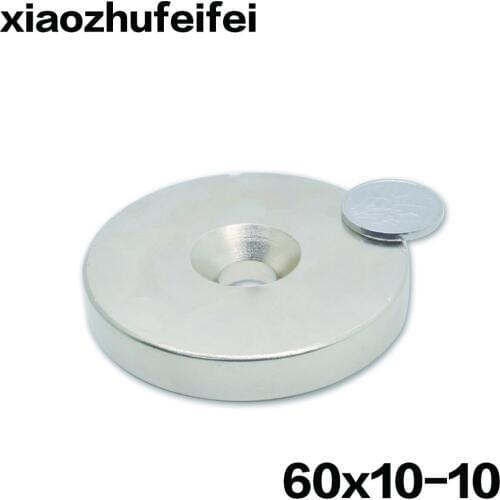 2pcs 60*10 NdFeB Lifting Ring Magnet Dia. 60x10 mm with M10 Screw Countersunk Hole 10 mm Neodymium Rare Earth Permanent Magnet