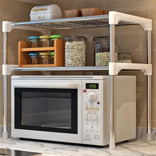 2-Tier/3-Tier Microwave Shelf Rack Kitchen Shelf Spice Organizer Kitchen Storage Rack Bathroom Organizer Shelf Book Shoes Shelve