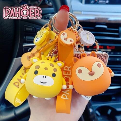 2021 New Epoxy Cartoon Anime Key Ring Cute Fox Giraffe Doll Bag Pendant Keychain for Women Couple Car Bag Key Holder
