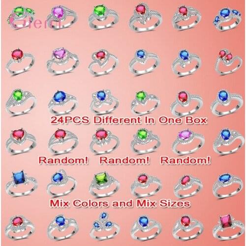 925 Sterling Silver Wedding Engagement Rings For Women Girls CZ Cubic Zirconia Fashion Jewelry Random Color Size