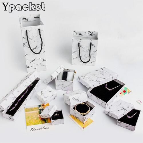 30pcs/Lot Marble Ring Earring Packaging Cases Paper Boxes Pendant Watch Jewellery Organizer Storage Presentation Bangles