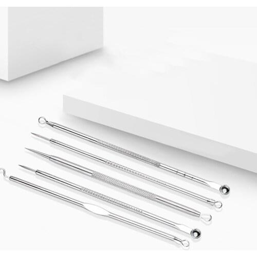 5Pcs Blackhead Whitehead Pimple Spot Comedone Acne Extractor Remover Popper Tool Kit Massager for Face Jade Roller Face care