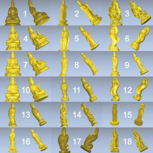 54pcs for choose The goddess Guanyin_Avalokitesvara 3D STL model for 4 axis carved figure cnc machine Router Engraver ArtCam