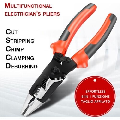 8 pollici 6 in 1 Cavo di Legare Stripper Cutter Pinza del Piegatore Automatico Stripper Elettricista Strumenti di Auto Regolazio