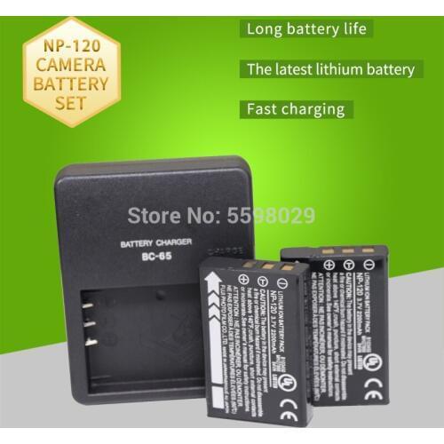 2PCS Camera Battery NP-120 NP120 2200mAh for Fujifilm NP120 Pentax DL17 Kyocera-Contax BP1500 +1PCS BC-65 charger