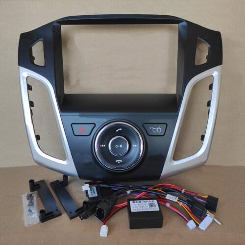 Car Fascia Navigation Fascias Dash Frame Kit Real Button For 9" Android Multimedia Player For Focus III 2012 2013 2014 2015-2018