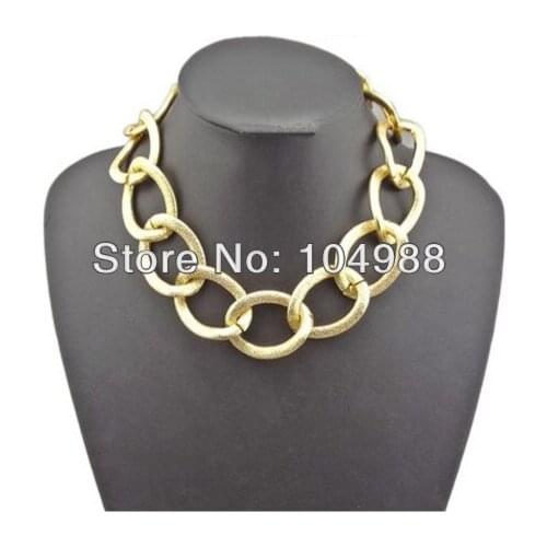 FREE SHIPPING 2014 FASHION New Women Fashion Chains Gold colour Chunky Chain Choker Necklace