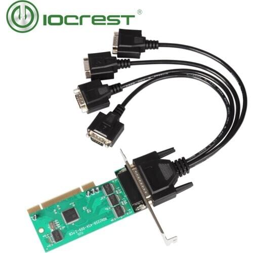 IOCREST 4 DB-9 Serial (RS-232) Ports PCI Controller Card with Fan-Out Cable IOC845 Chipset with Low Profile Bracket