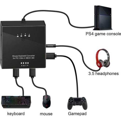Bevigac Shooting FPS Game Controller Keyboard Mouse Adapter Converter for Sony PlayStation Play Station 4 3 PS4 PS3 Winbox Xbox