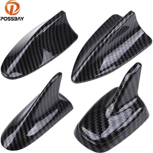 POSSBAY Car Shark Fin Antenna Roof Shark Aerial Imitation Carbon Fiber Decorative Antennas for Polo Chevrolet Toyota Car Styling
