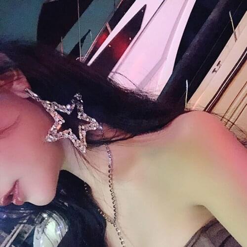 European and American exaggerated five pointed star super flash Zirconia Earrings