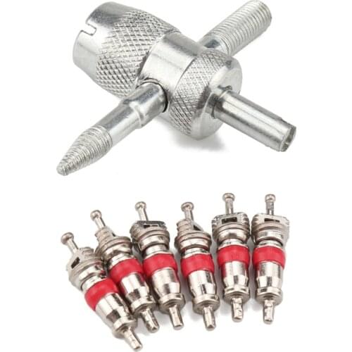 Valve Stems Four-in-one Valve Tool With 6 Brass Valve Cores Fit For All Vehicle Car Truck Motorcycle Wheels Tires