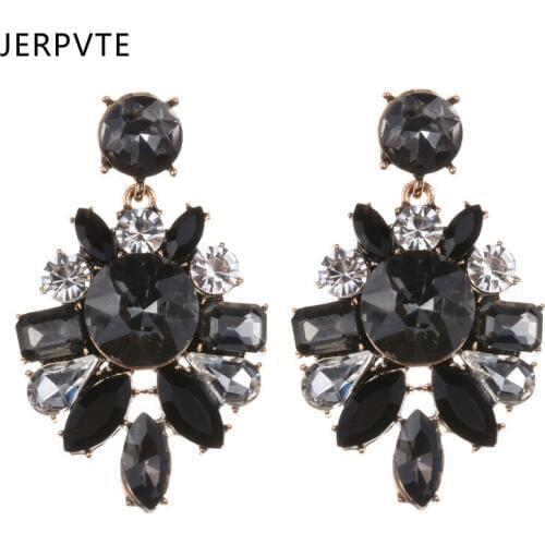 JERPVTE Brand Wholesale Cheap Flower Crystal Drop Earrings For Wedding Women Lovely Elegant Girl Statement Party Earrings