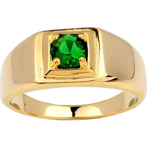 Fashion Gold Color Ring for Men Pure Band 5.5mm Round Stone Jewelry Anillo Hombre Gift for boyfriend R503