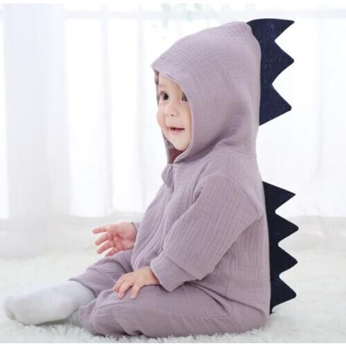 Cartoon Dinosaur Design Hooded Baby Rompers Newborn Cotton Long Sleeve Jumpsuits Boys Girls Outerwear Costume 12