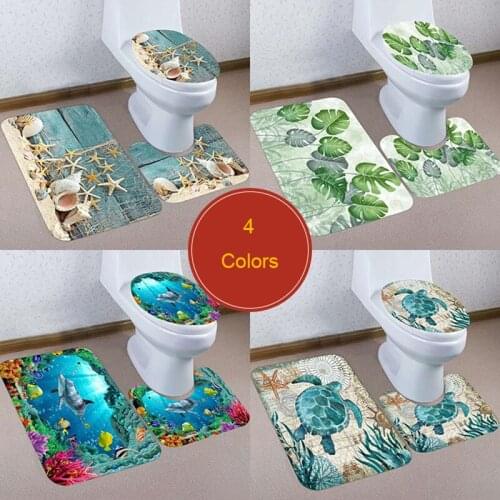 3Pcs/set Bathroom Mat Set Flannel Anti-Slip Kitchen Bath Mat Carpet Bathroom Toliet Rug Washable Tapete Banheiro