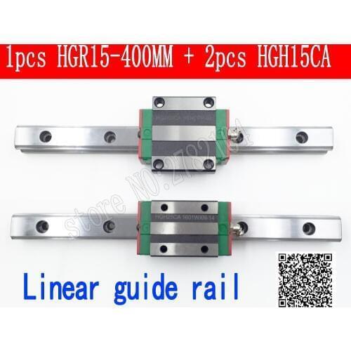 New linear guide rail HGR15 400mm long with 2pcs linear block carriage HGH15CA HGH15 HGW15CC CNC parts