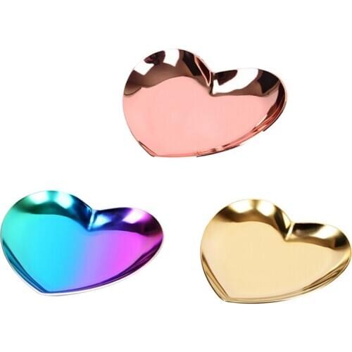 Heart Shaped Jewelry Serving Plate Metal Tray Storage Arrange Fruit Tray Home