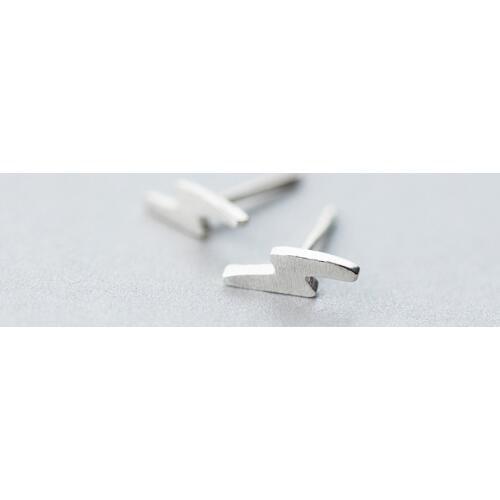 MloveAcc 100% 925 Sterling Silver Lightning Shape Stud Earrings Gift for Girls Solid Sterling Silver Women Earrings