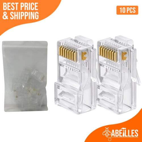 10 pcs RJ45 Connector Network Modular Plug Ethernet Cables RJ-45 Crystal Heads