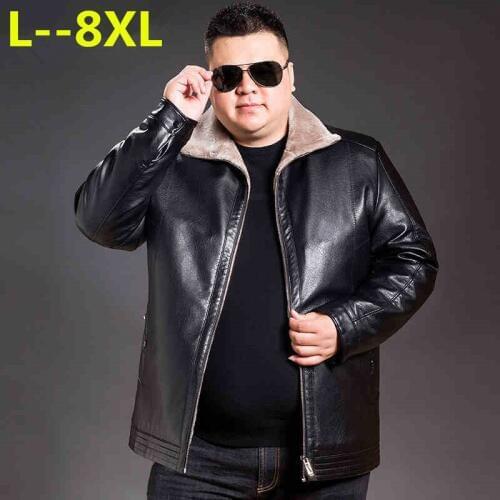 8XL 6XL 5XL 4X Mens Genuine Leather Jackets Fashion Black Sheepskin Coats with Wool Lining Warm In Winter New Arrival Plus Size