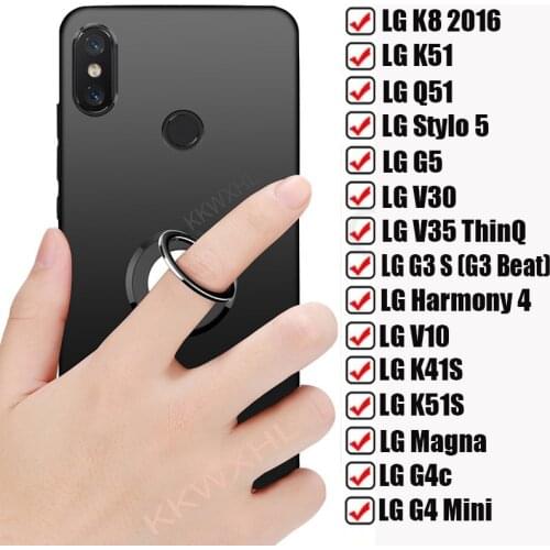 For LG K8 Q51 K51 Stylo 5 G5 V30 V35 ThinQ Plus G3 S Mini Harmony 4 V10 K51S K41S Magna Back Ring Holder Bracket Case Soft Cover