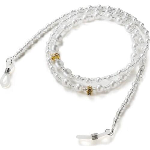 Sparkling White Beads Reading Glasses Metal Eye Wear Accessories Sunglasses Necklace Eyeglass Glasses Chain 2020 New Fashion