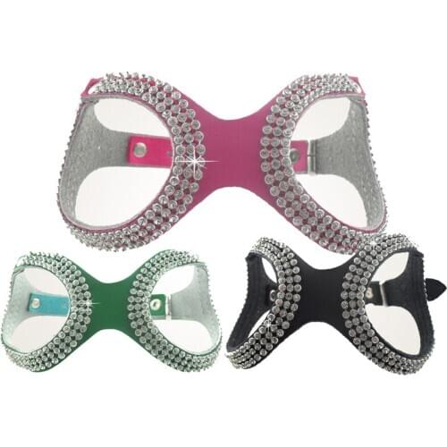 35PCS / LOT Eyeglass Shape Rhinestone Leather Dog Leash Collar Pet Chest Strap Pet Supplies