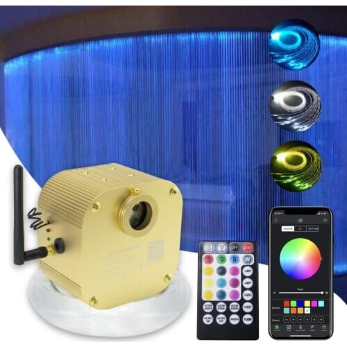 Twinkle 16W Fiber Optic Light Bluetooth Control Sparkle Flash Point Fibers 300pcs 1.0mm 2M/3M for Sensory Kids Bedroom Curtain