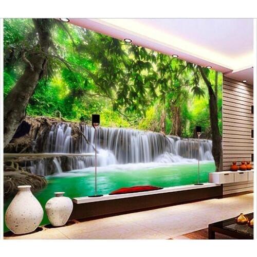 Custom photo wallpaper 3d murals wallpapers HD idyllic landscape forest river waterfall background wall decorative painting