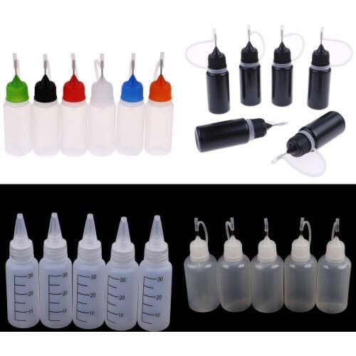 1/5/10pcs Empty Transparent Polyethylene Needle Dispensing Dispenser Bottle for Rosin Solder Flux Paste Needles 10/30ml