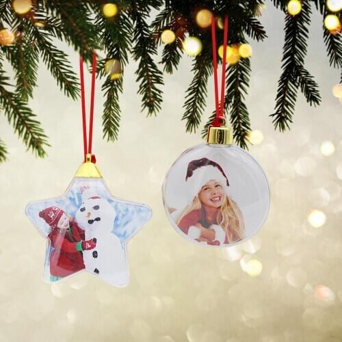 Christmas Transparent Plastic Photo Five-star Ball Christmas Decorations Xmas Tree Hanging Decor For Home Diy Party Kids Gifts