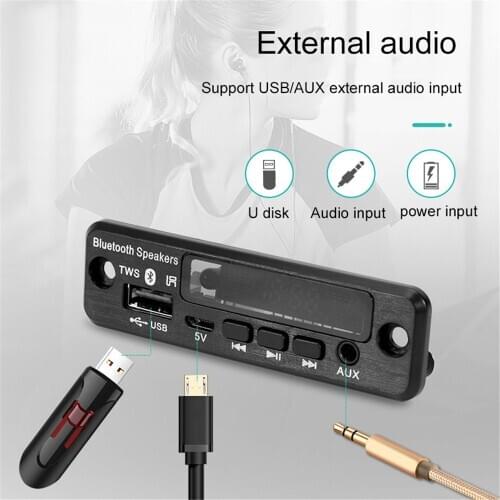 USB 3.5mm Jack Aux Car MP3 Decoder board Bluetooth 5.0 V5.0 Car MP3 Player FM Radio Module USB U disk AUX Audio Auto amplifier