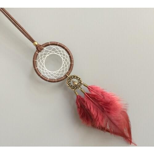 Hand for vintage feather tassel long design sweater necklace Retro Dream Catcher Necklace Feather Necklaces