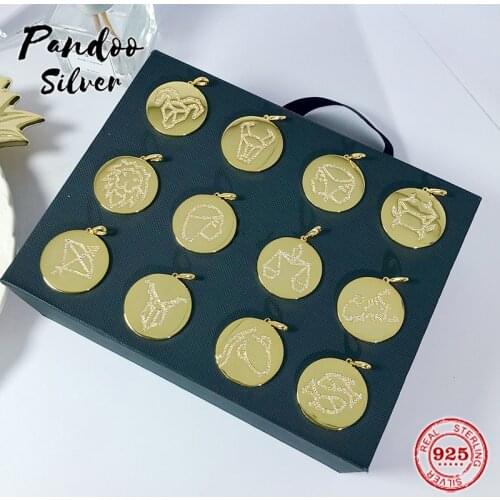 High Quality S925 Sterling Jewelry 1:1 Copy,Constellation Necklace Yellow Silver,Libra Scorpio Sagittarius Capricorn Aquarius