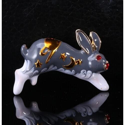 Zlxgirl jewelry fashion cute gold white and gray Enamel rabbit animal brooches women Kids Gifts nice hats jewellery broach