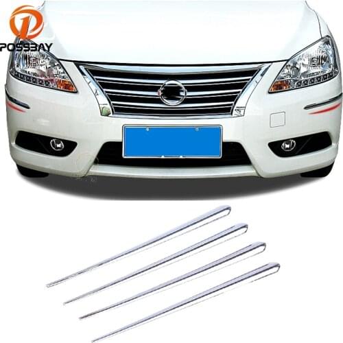 POSSBAY Chrome Front Rear Bumper Protector Guards Universal Bumper Lip Anti-rub Scratch Corner Strip Decals Soft Car Stickers