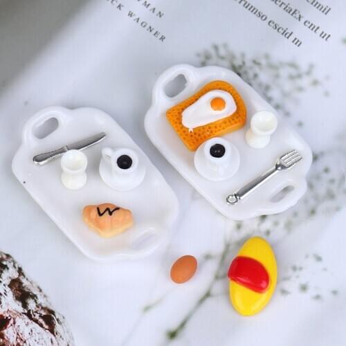 1/12 1/6 Dollhouse Miniature Breakfast Plate Egg Bread Dolls House Accessories
