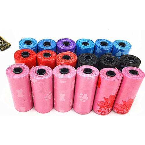 10 ROLL(150PCS) Dog Pet Degradable Waste Poop Bag pelle chien Pick Up Bag With Pattern Doggy Bag Ramdon Color